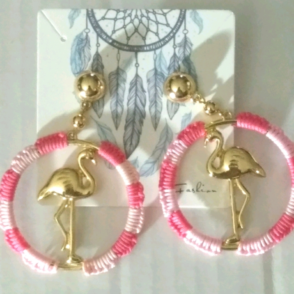 Metal animal earrings flamingo